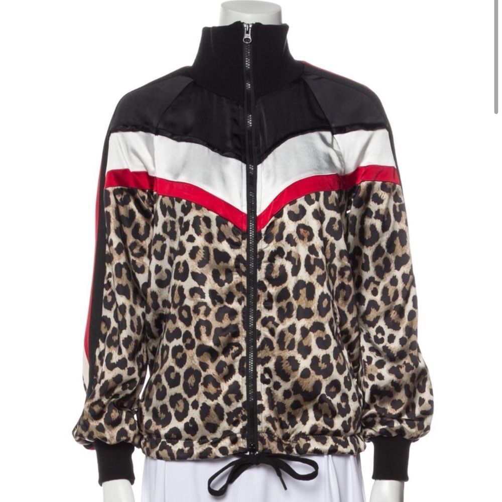 Pam And Gela Color Block Leopard Print Track Jack… - image 1